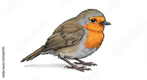 Fototapeta robin on a white background