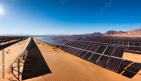 Obraz vast solar panel farm in desert landscape