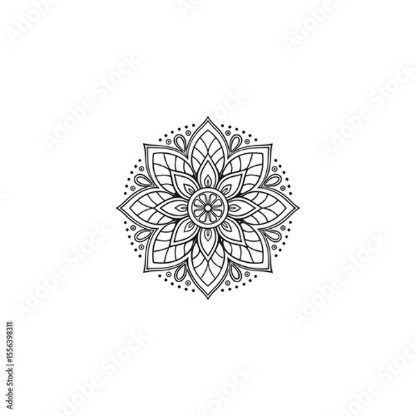 Fototapeta Circular pattern in the form of a mandala. Henna tatoo mandala. Mehndi style. Decorative pattern in oriental style. Coloring book page.
