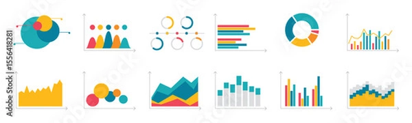 Fototapeta Colorful abstract data chart, finance and business graph.