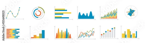 Fototapeta Colorful infographic charts and graphs for business presentations