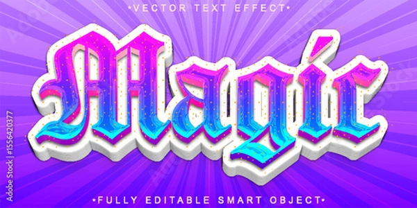 Fototapeta  Mystical Magical Fairy Wizard Spell Enchant Style Design Vector Fully Editable Smart Object Text Effect