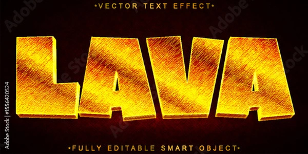 Fototapeta  Fiery Molten Lava Volcano Eruption Hot Flow Style Design Vector Fully Editable Smart Object Text Effect