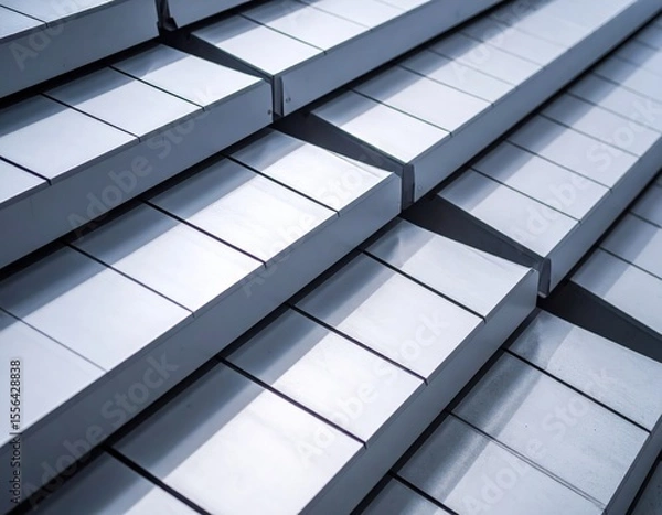 Fototapeta Modern metal roof tiles creating a geometric pattern