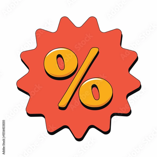 Obraz red sticker with percentage sign on white background isolate