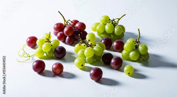Obraz Assorted Grapes on a White Background