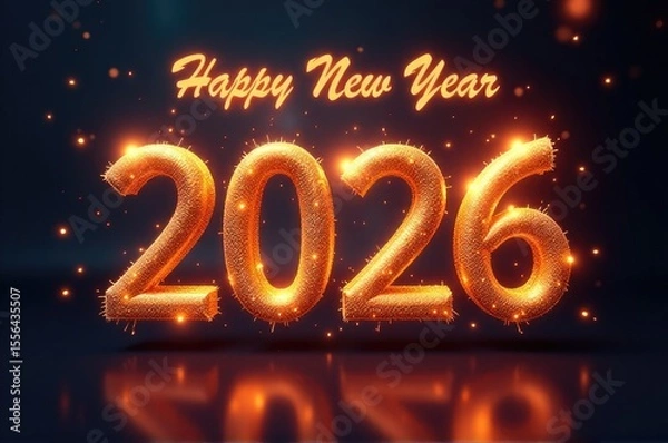 Fototapeta A festive scene with sparklers forming a 'Happy New Year' message..New Year 2026.