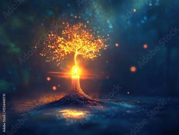 Fototapeta Tree of Life glowing in forest