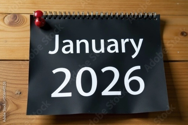 Fototapeta A notepad page filled with dates and notes from January..New Year 2026.