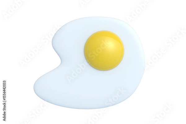 Fototapeta Fried egg isolated on white background. Top view. 3d render