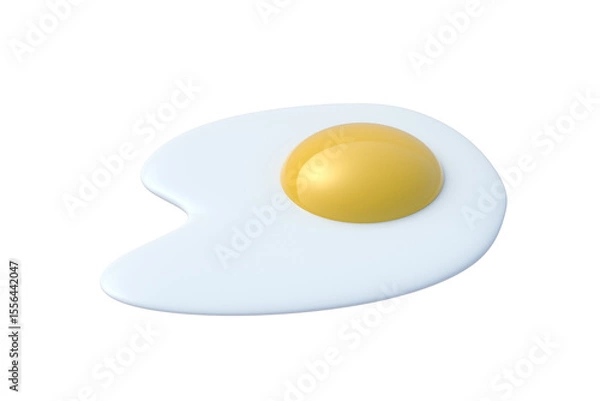 Fototapeta Fried egg isolated on white background. 3d render