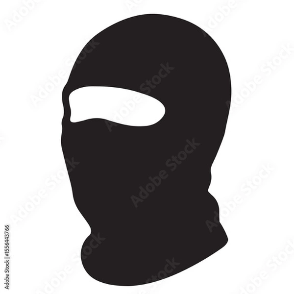 Fototapeta Black silhouette of a balaclava or ski mask with eye holes on a white background