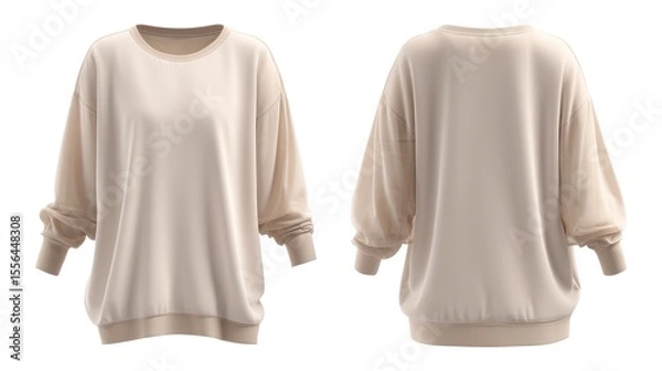 Fototapeta Isolated images of a lightweight summer jumper, front and back views, on transparent background, highlighting breathable fabric and relaxed fit