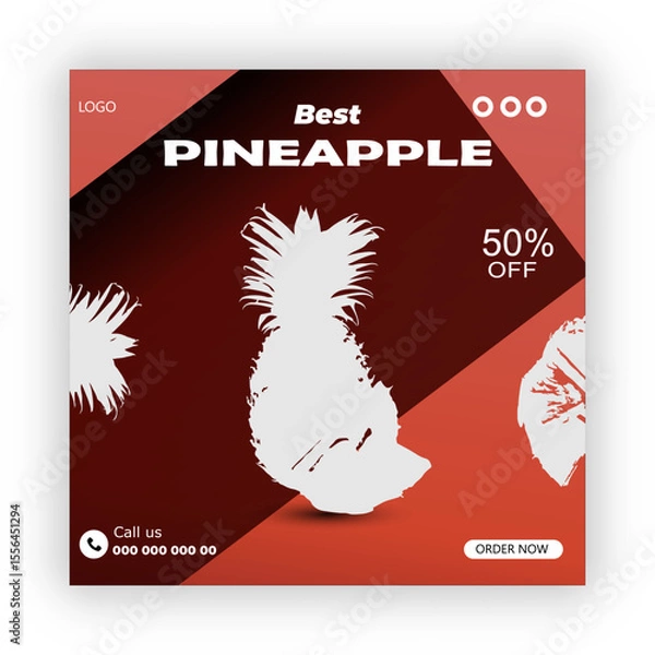 Obraz 1Pineapple fruit social media post design template


