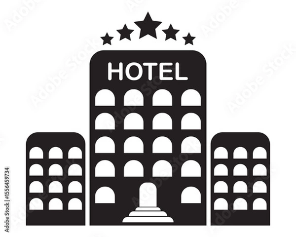 Fototapeta Hotel icon, vector. Modern five star hotel vector illustration collection sign symbol graphic design. Simple concept hotel sign icons isolated on white background. Vector image.