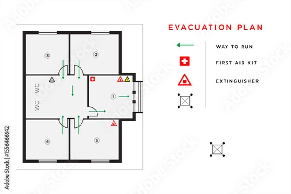 Obraz evacuation plan. fire evacuation diagram. vector