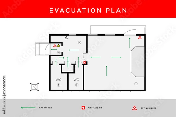 Obraz evacuation plan. fire evacuation diagram. vector