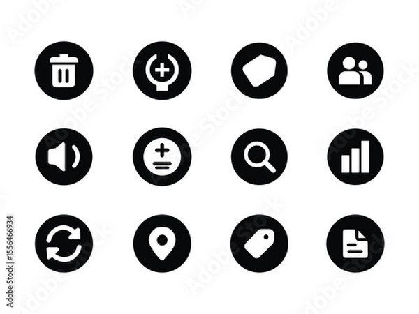 Fototapeta Solid Icon Set for Business Building User Interface Universal Solid Icon Set