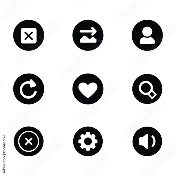 Fototapeta Website icon set for profile, heart, search, mic, setting, apps. Shopping and commerce icons set. Thin line icons for business, marketing, and social media