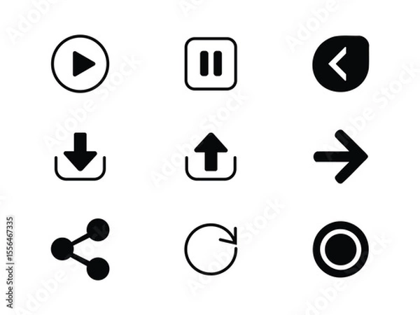 Fototapeta Download, Share, Upload, Arrow vector set collection download icon design graphic element illustration symbol direction editable stock vector illustration