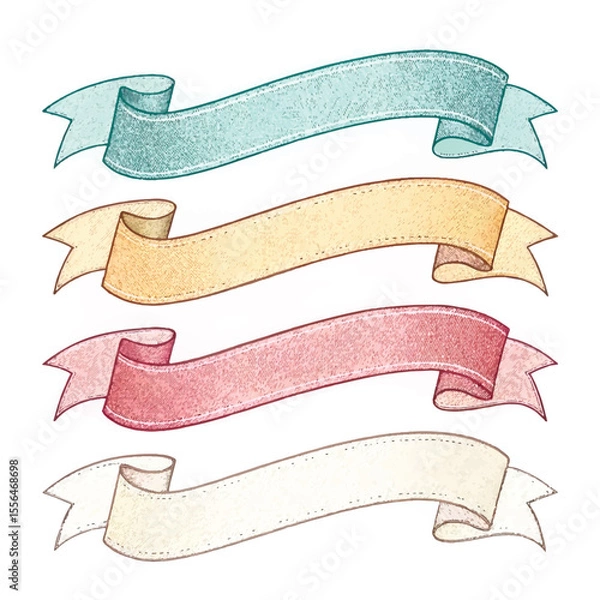 Obraz Ribbon banner set. Simple ribbons. Vector