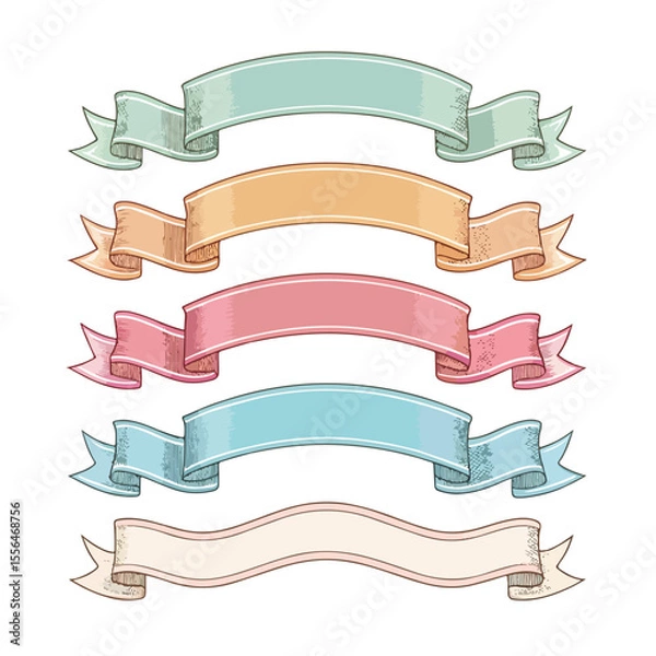 Obraz Ribbon banner set. Simple ribbons. Vector