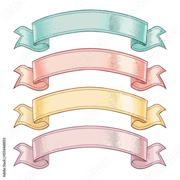 Obraz Ribbon banner set. Simple ribbons. Vector