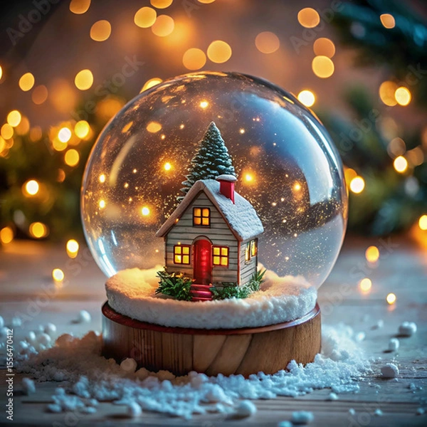 Obraz A snow globe placed in the center of a table,
