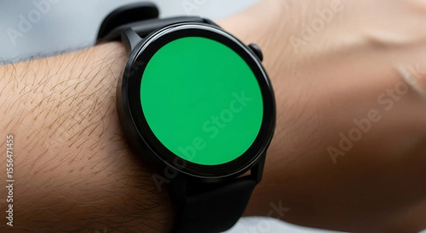 Fototapeta Smartwatch with Green Screen Mockup Technology, Gadget, Wearable, Device, Display
