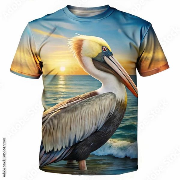 Obraz Front of a T-shirt featuring a pelican design, blending