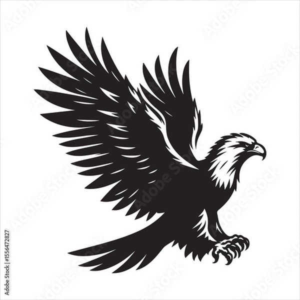 Fototapeta siting  eagle  Silhouette Vector Art, and Graphic, vector black color silhouette 