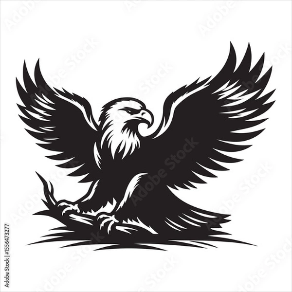 Fototapeta siting  eagle  Silhouette Vector Art, and Graphic, vector black color silhouette 