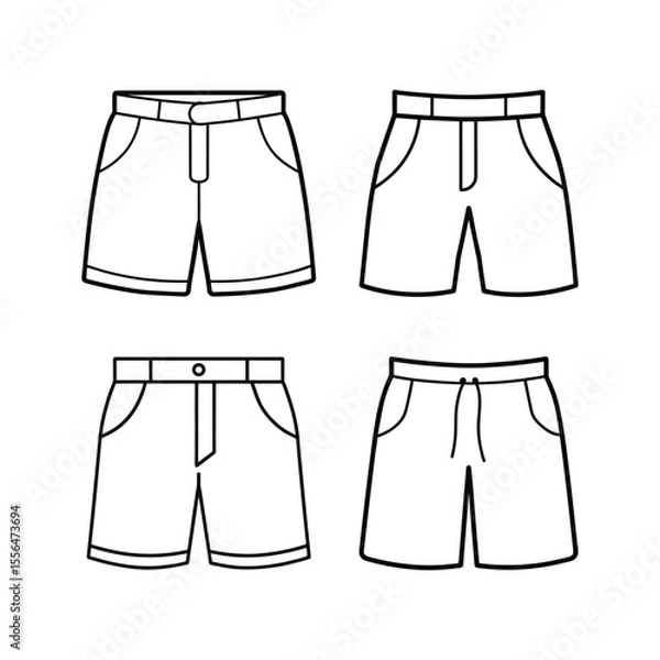 Obraz A set of clothing shorts line art vector illustration