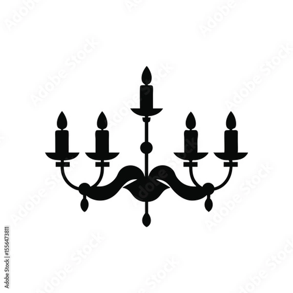 Obraz Chandelier with candles silhouette vector art illustration