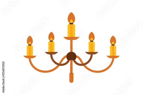 Obraz Realistic chandelier with five candles vector art illustration