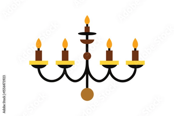 Obraz Realistic chandelier with five candles vector illustration