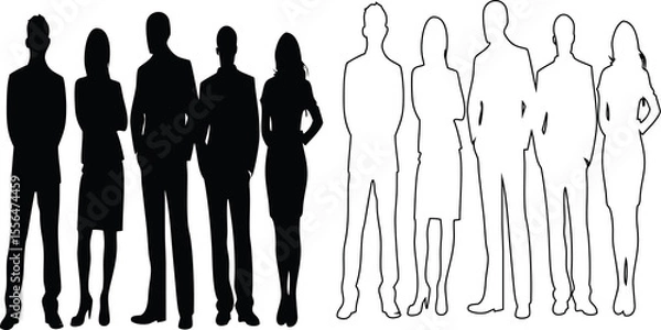 Fototapeta Male and female avatar icons, outline and silhouette vector set for web design, mobile apps, and identity use.