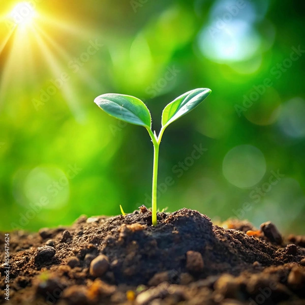 Obraz A stock photo of two green sprouts, symbolizing new growth