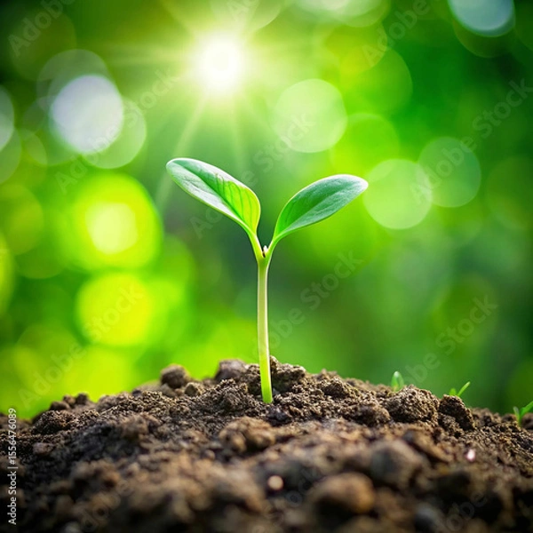 Obraz A stock photo of two green sprouts, symbolizing new growth