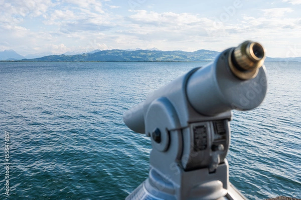 Fototapeta Telescope Lake Constance Bodensee View Lindau Bavaria Tourist Attraction Observation
