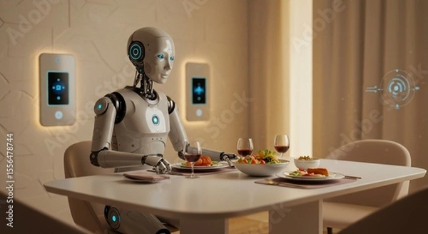 Obraz Android dining in a futuristic home