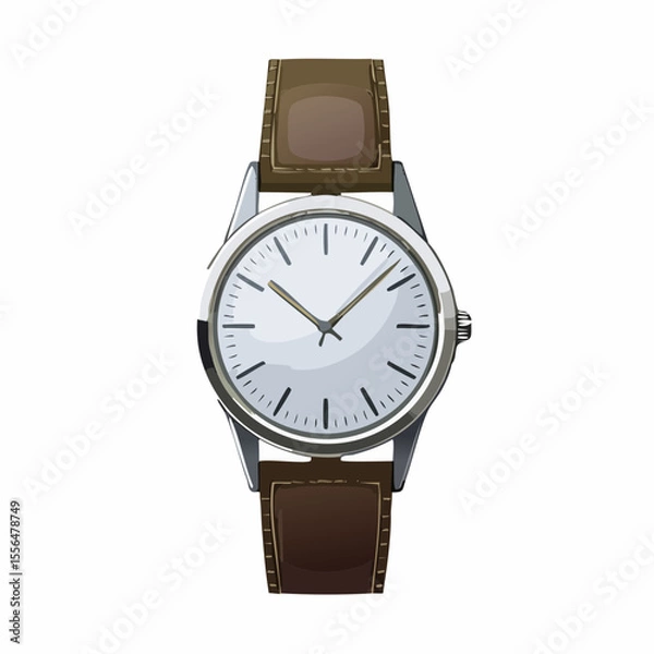 Obraz A wristwatch with a minimalist round face and leather band
