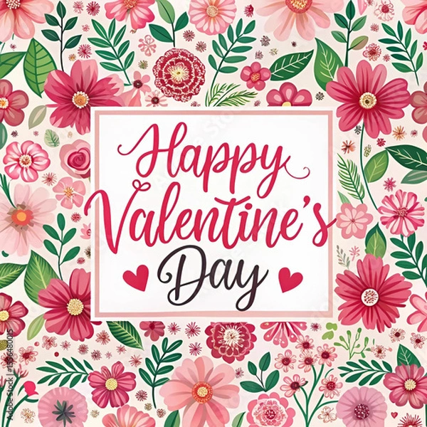 Obraz A Happy Valentine Day flower pattern background