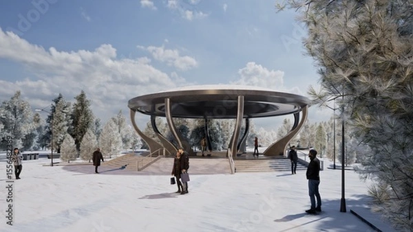 Fototapeta snow covered bridge