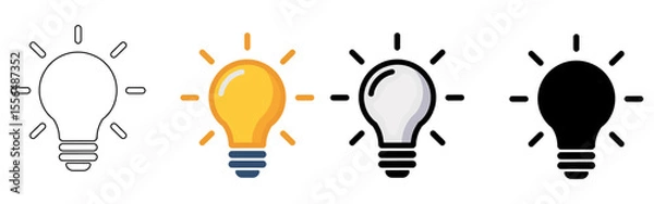 Fototapeta Lightbulb Icons  Various Styles for Ideas, Innovation, and Creativity,  Perfect for Websites, Apps, and Designs