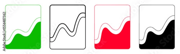 Fototapeta Abstract Wave Forms A Collection of Vector Graphics in Green, Red, Black, and White