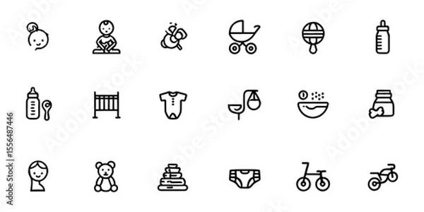 Fototapeta Adorable Baby Icons A Collection of Cute and Simple Line Art Graphics for Your Projects
