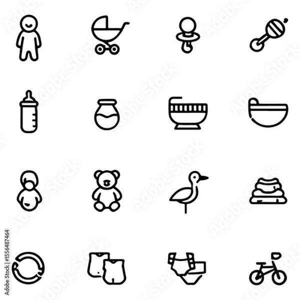 Fototapeta Adorable Baby Icons  A Collection of Cute Line Art Graphics for Parents, Blogs, and Websites. Perfect for digital projects, websites, apps, and more!