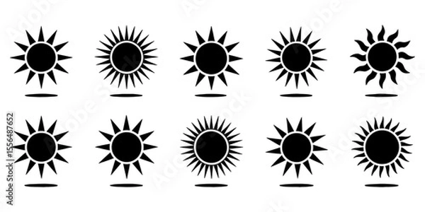 Fototapeta Collection of Twelve Sun Icons  Vector Graphics for Summer Designs, Websites, and Applications.  Various Styles for Diverse Project Needs.