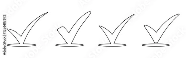 Fototapeta Hand-Drawn Checkmarks Four Simple, Elegant Tick Marks for Design Projects